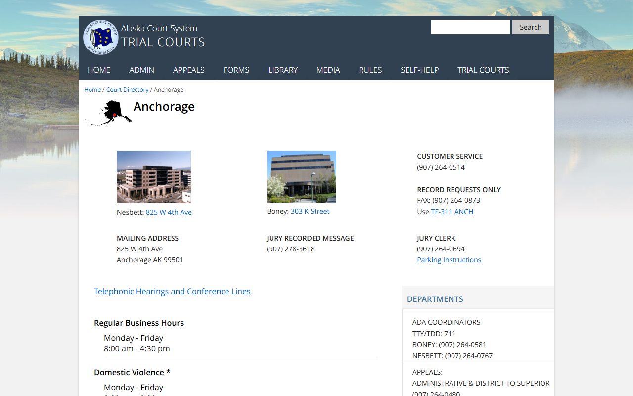 Anchorage Superior Court Serves Eagle River Divorce Cases