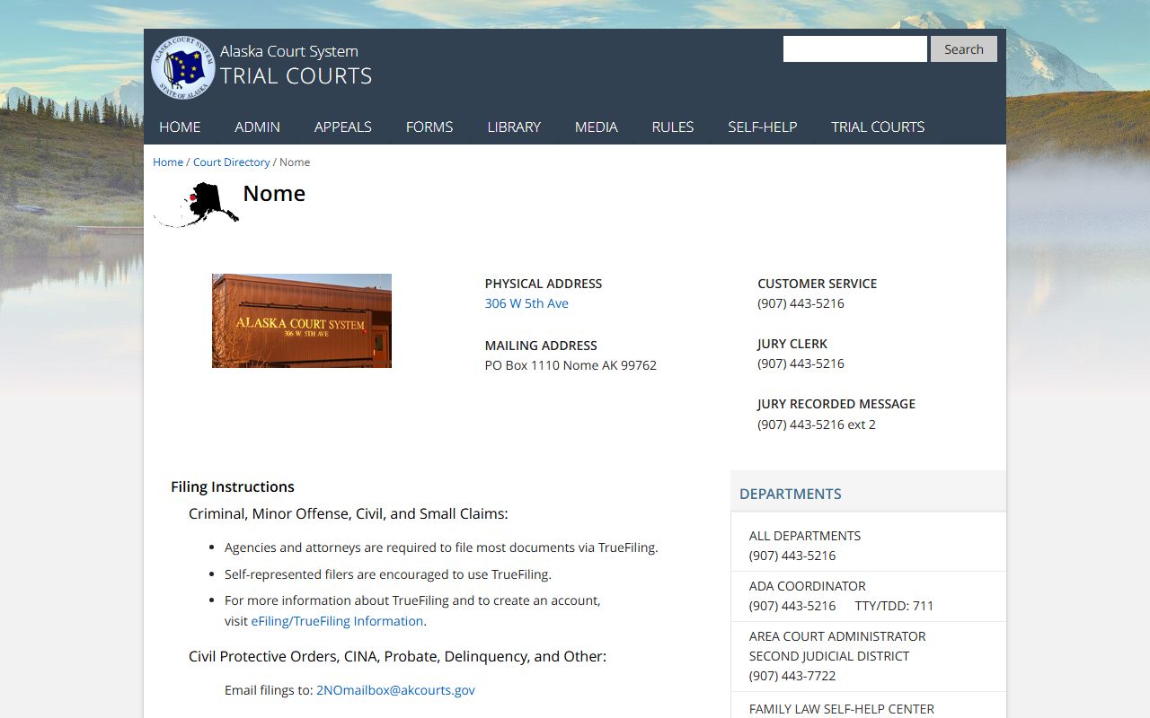 Nome Court Directory - Nome Census Area Divorce Records